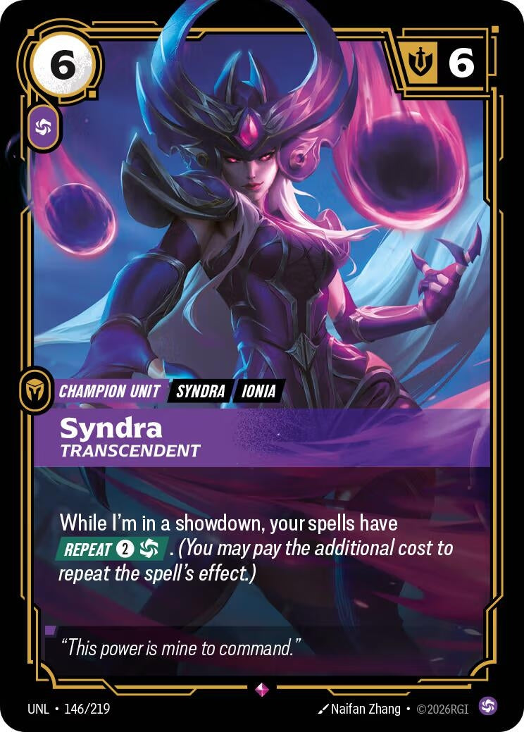 Image for Syndra, Transcendent (146/219) (Unleashed) (UNL) - Riftbound: League of Legends Trading Card Game