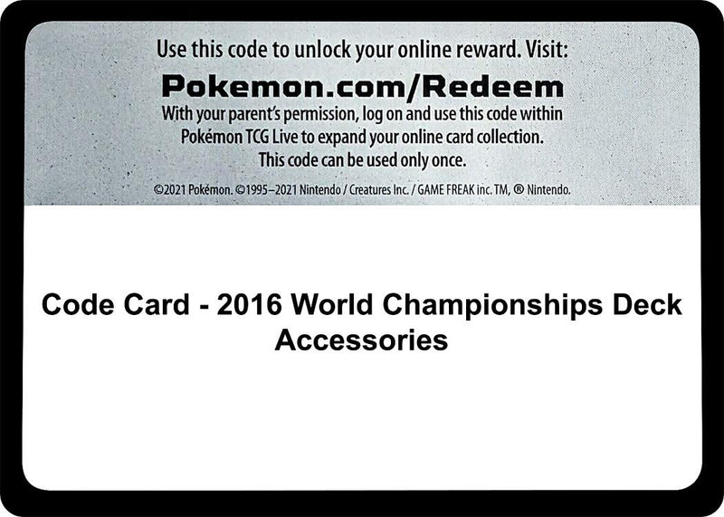 Image for Code Card - 2016 World Championships Deck Accessories (World Championship Decks) (WCD) - Pokemon