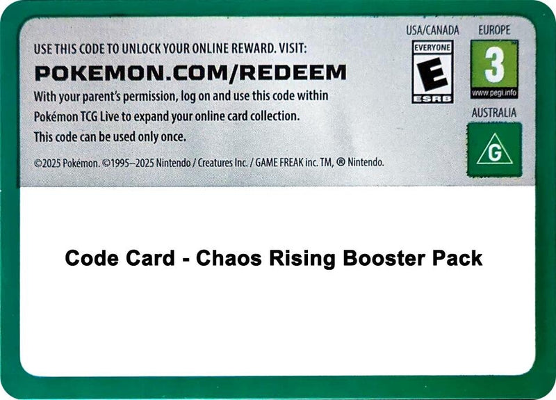 Image for Code Card - Chaos Rising Booster Pack (ME04: Chaos Rising) - Pokemon