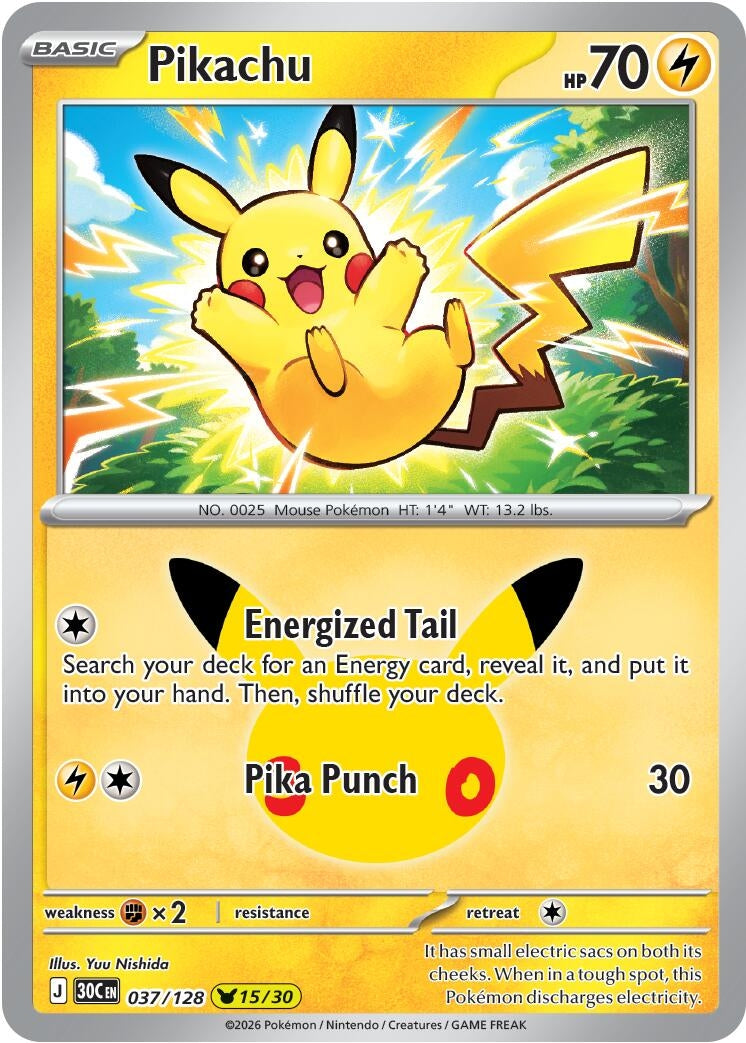 Image for Pikachu (037/128) (ME: 30th Celebration) (30C) - Pokemon