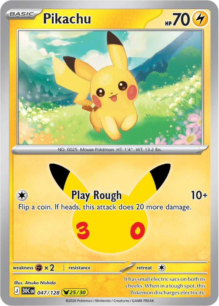 Image for Pikachu (047/128) (ME: 30th Celebration) (30C) - Pokemon