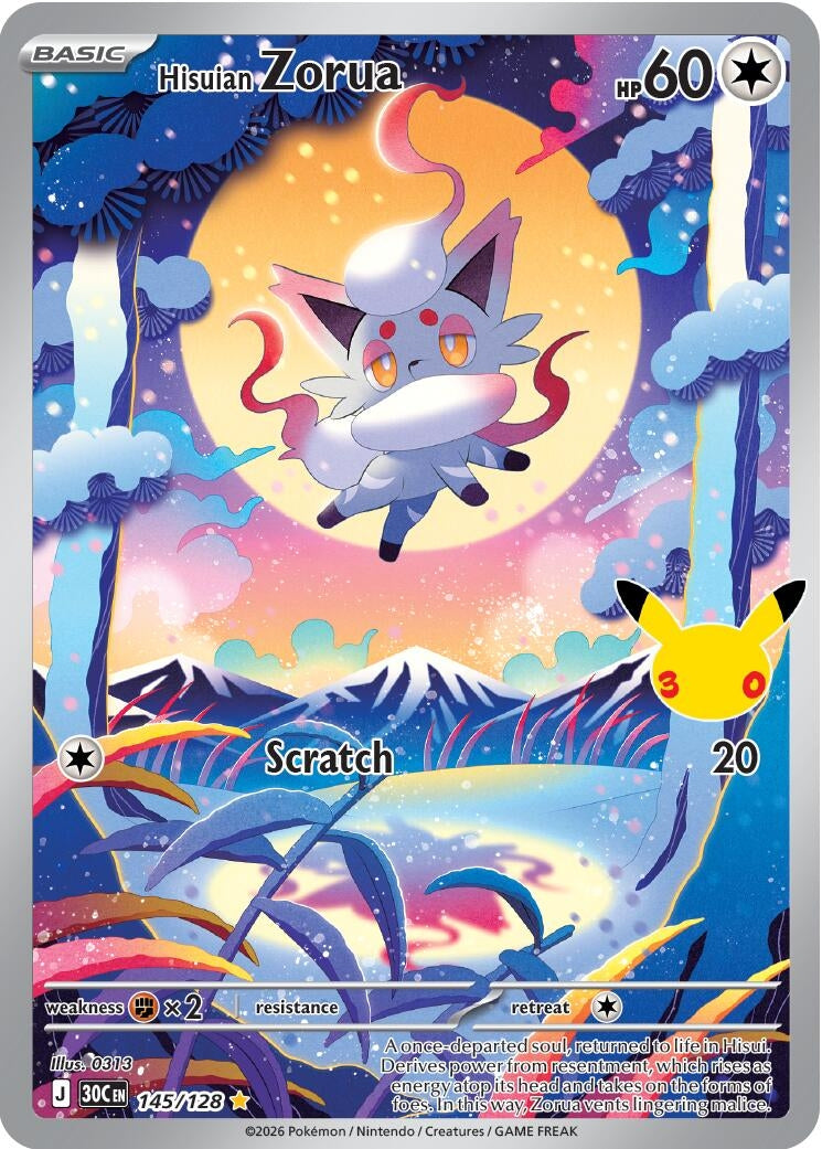 Image for Hisuian Zorua (145/128) (ME: 30th Celebration) (30C) - Pokemon
