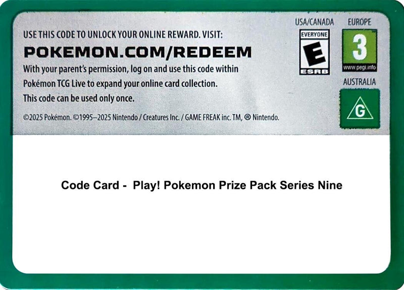 Image for Code Card - Play! Pokemon Prize Pack Series Nine (Prize Pack Series Cards) - Pokemon