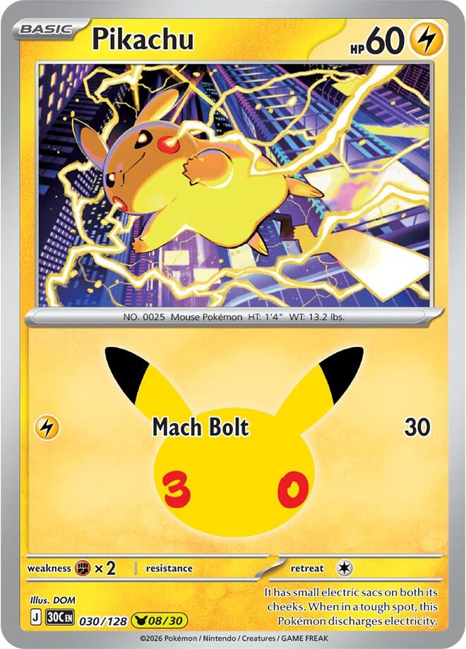 Image for Pikachu (030/128) (ME: 30th Celebration) (30C) - Pokemon