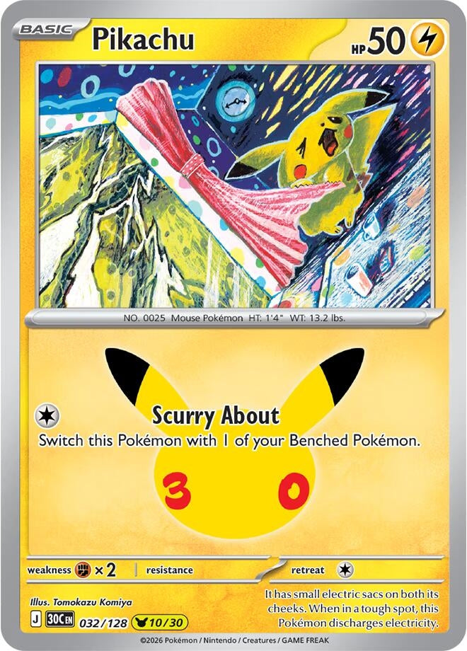 Image for Pikachu (032/128) (ME: 30th Celebration) (30C) - Pokemon