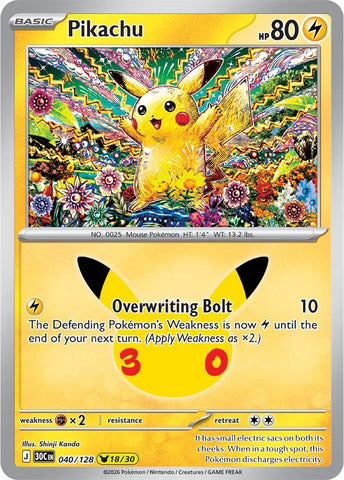 Image for Pikachu (040/128) (ME: 30th Celebration) (30C) - Pokemon