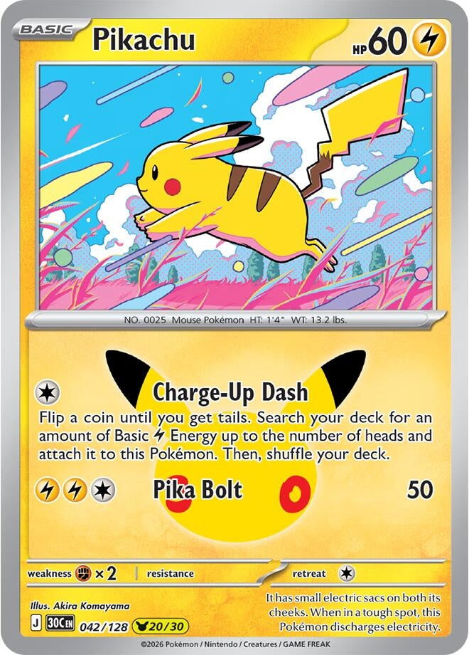 Image for Pikachu (042/128) (ME: 30th Celebration) (30C) - Pokemon