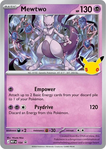 Image for Mewtwo - 104 (30th Celebration) (104) (ME: Mega Evolution Promo) (MEP) - Pokemon