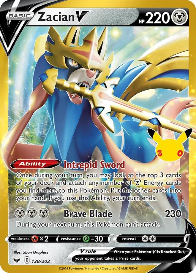 Zacian V (138/202) (ME: 30th Celebration Classic Collection) Pokemon