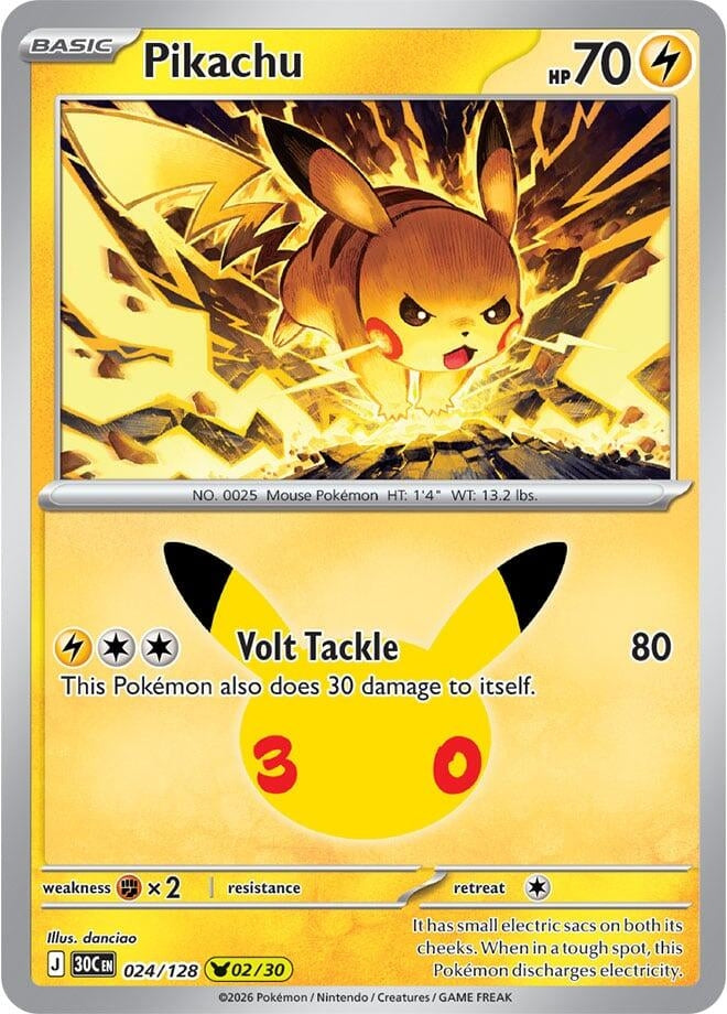 Pikachu (024/128) (ME: 30th Celebration) Pokemon