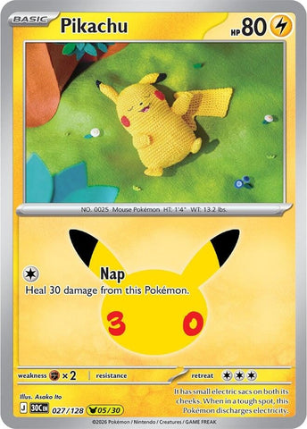 Pikachu (027/128) (ME: 30th Celebration) Pokemon