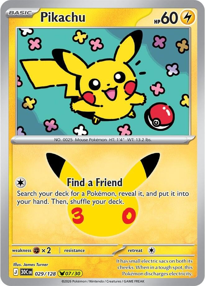 Pikachu (029/128) (ME: 30th Celebration) Pokemon