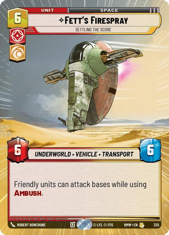 Image for Fett's Firespray - Settling the Score (Hyperspace) (325) (Homeworlds) (HMW) - Star Wars: Unlimited