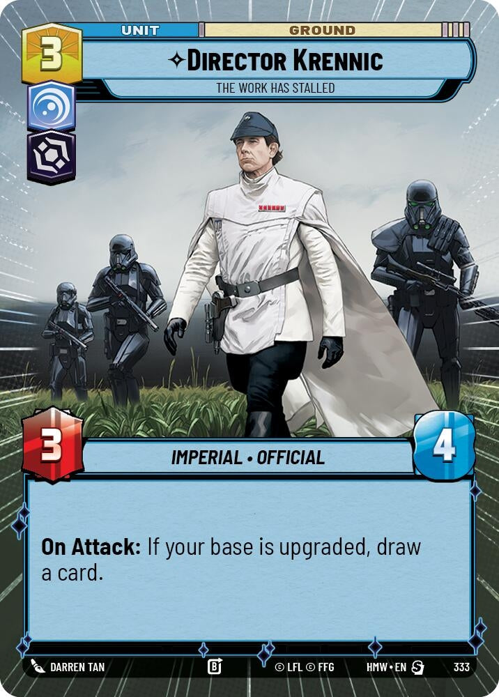 Image for Director Krennic - The Work Has Stalled (Hyperspace) (333) (Homeworlds) (HMW) - Star Wars: Unlimited