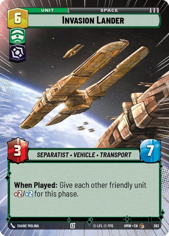 Image for Invasion Lander (Hyperspace) (383) (Homeworlds) (HMW) - Star Wars: Unlimited