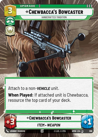 Image for Chewbacca's Bowcaster - Handcrafted Tradition (Hyperspace) (399) (Homeworlds) (HMW) - Star Wars: Unlimited