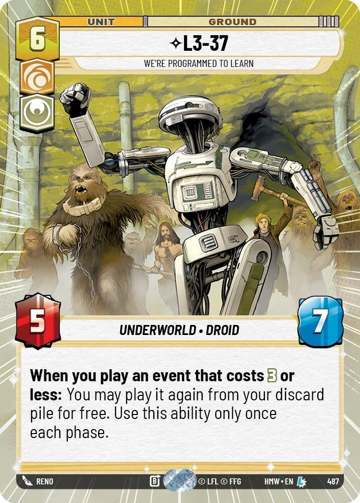Image for L3-37 - We're Programmed to Learn (Hyperspace) (487) (Homeworlds) (HMW) - Star Wars: Unlimited