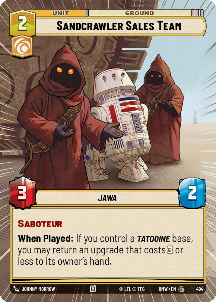 Image for Sandcrawler Sales Team (Hyperspace) (494) (Homeworlds) (HMW) - Star Wars: Unlimited
