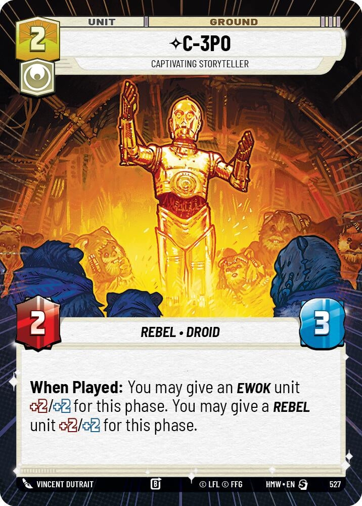 Image for C-3PO - Captivating Storyteller (Hyperspace) (527) (Homeworlds) (HMW) - Star Wars: Unlimited