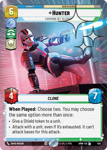 Image for Hunter - Everyone Get to Cover! (Hyperspace Foil) (545) (Homeworlds) (HMW) - Star Wars: Unlimited