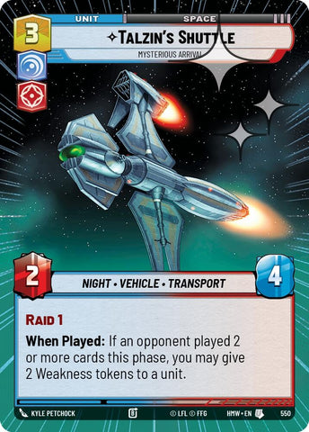 Image for Talzin's Shuttle - Mysterious Arrival (Hyperspace Foil) (550) (Homeworlds) (HMW) - Star Wars: Unlimited