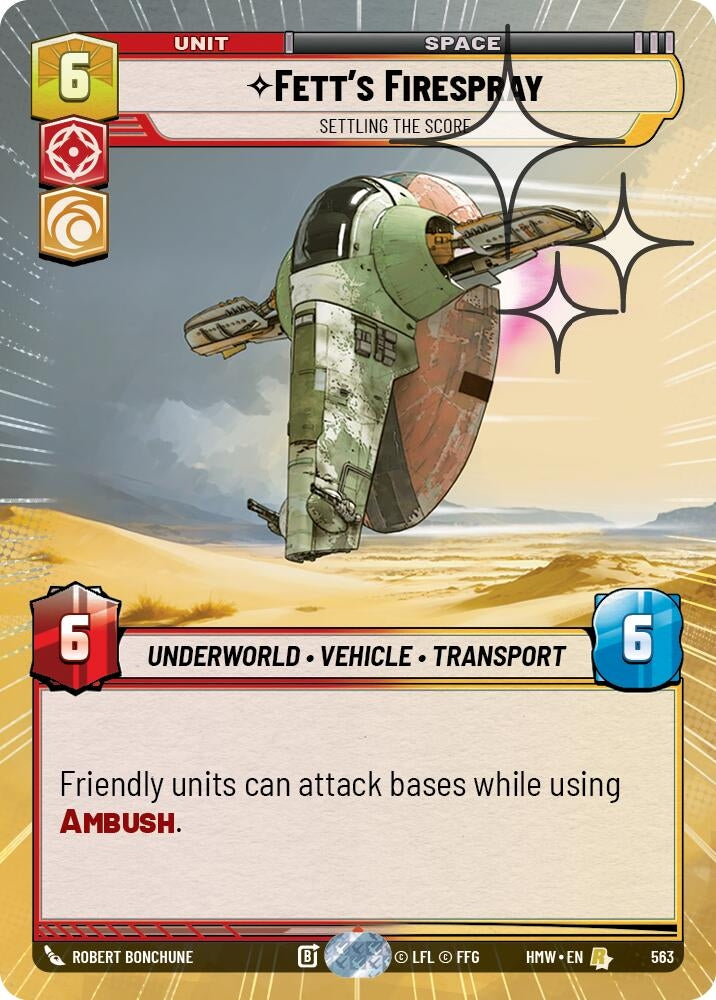Image for Fett's Firespray - Settling the Score (Hyperspace Foil) (563) (Homeworlds) (HMW) - Star Wars: Unlimited