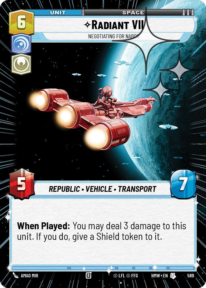 Image for Radiant VII - Negotiating for Naboo (Hyperspace Foil) (589) (Homeworlds) (HMW) - Star Wars: Unlimited