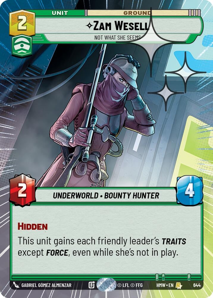 Image for Zam Wesell - Not What She Seems (Hyperspace Foil) (644) (Homeworlds) (HMW) - Star Wars: Unlimited