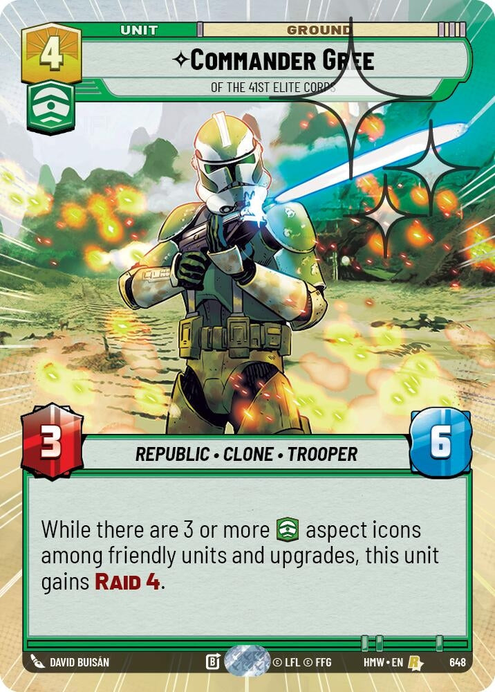 Image for Commander Gree - Of the 41st Elite Corps (Hyperspace Foil) (648) (Homeworlds) (HMW) - Star Wars: Unlimited