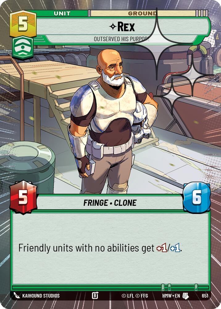 Image for Rex - Outserved His Purpose (Hyperspace Foil) (651) (Homeworlds) (HMW) - Star Wars: Unlimited