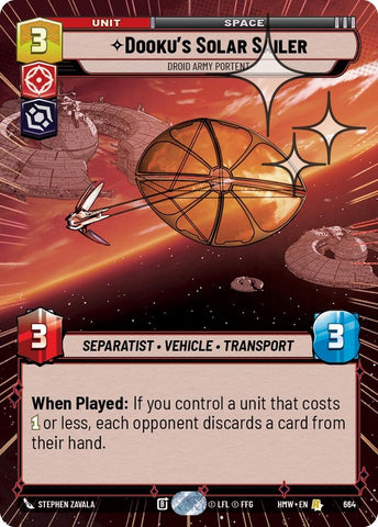 Image for Dooku's Solar Sailer - Droid Army Portent (Hyperspace Foil) (664) (Homeworlds) (HMW) - Star Wars: Unlimited