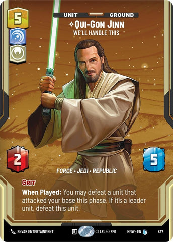 Image for Qui-Gon Jinn - We'll Handle This (Prestige) (837) (Homeworlds) (HMW) - Star Wars: Unlimited