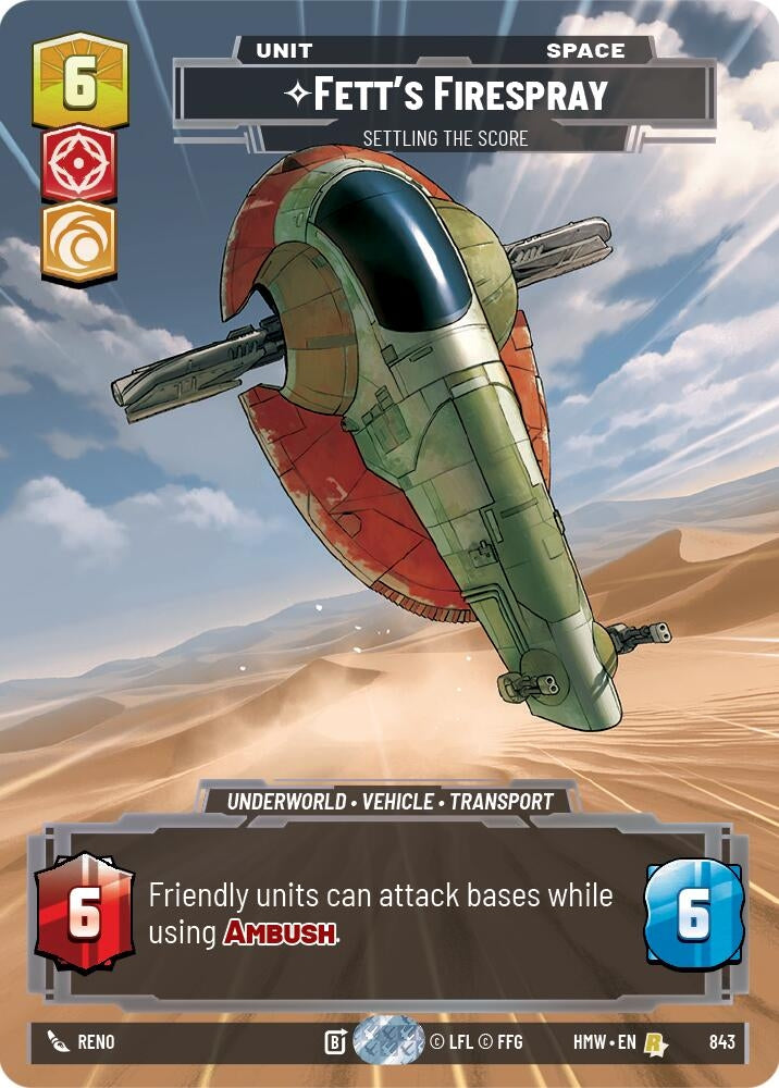 Image for Fett's Firespray - Settling the Score (Prestige) (843) (Homeworlds) (HMW) - Star Wars: Unlimited