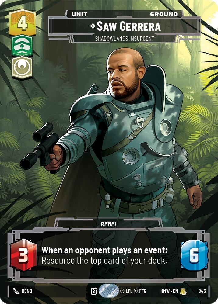 Image for Saw Gerrera - Shadowlands Insurgent (Prestige) (845) (Homeworlds) (HMW) - Star Wars: Unlimited