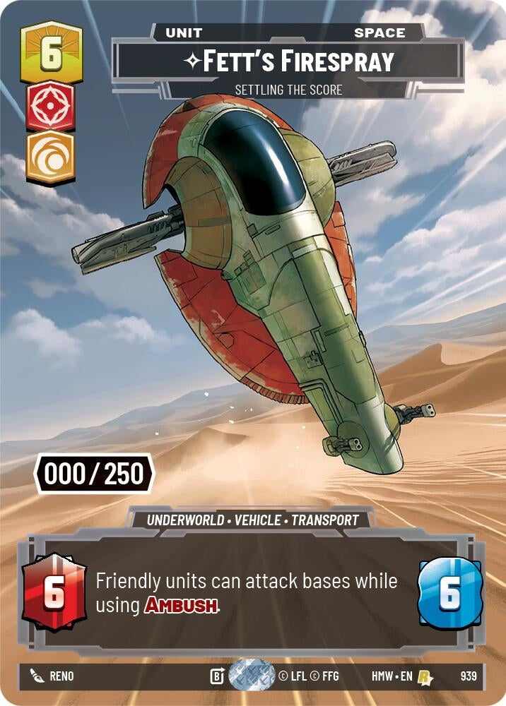 Image for Fett's Firespray - Settling the Score (Serialized) (939) (Homeworlds) (HMW) - Star Wars: Unlimited