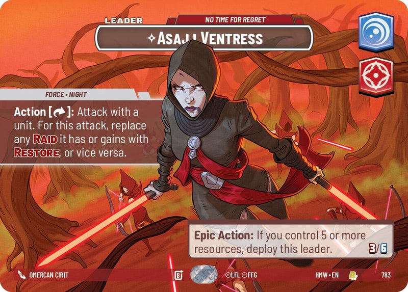 Image for Asajj Ventress - No Time For Regret (Showcase) (783) (Homeworlds) (HMW) - Star Wars: Unlimited