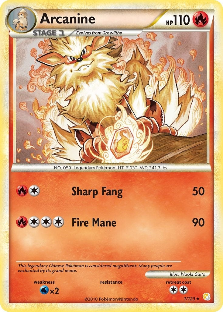 Image for Arcanine (1/123) (HeartGold SoulSilver) (HS) - Pokemon