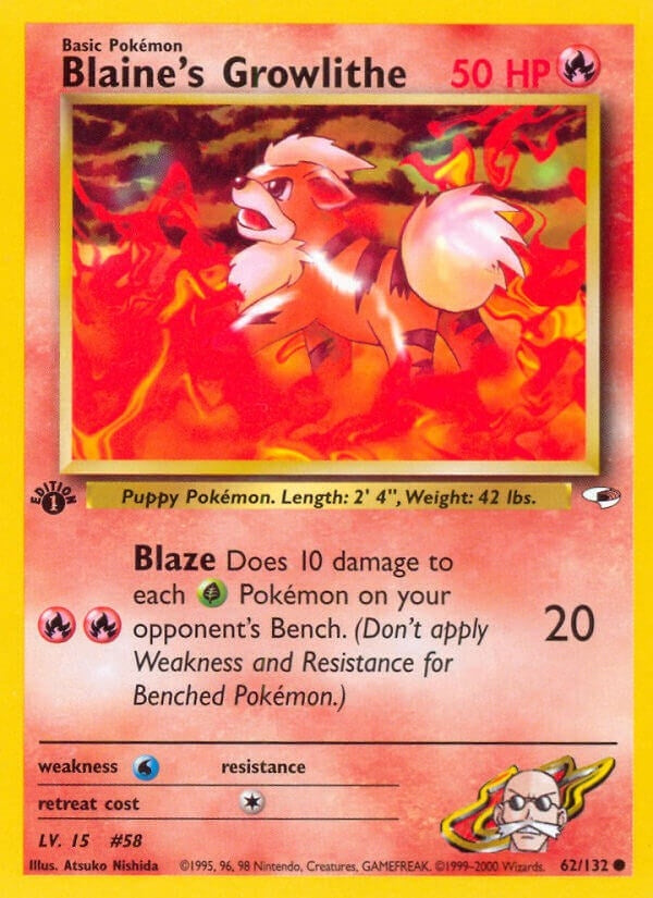 Blaine's Growlithe (62) (062/132) (Gym Heroes) Pokemon