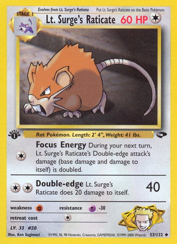 Image for Lt. Surge's Raticate (053/132) (Gym Challenge) - Pokemon