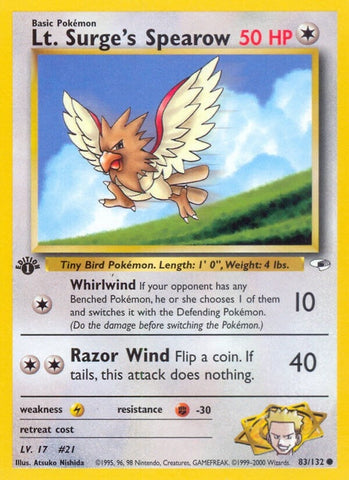 Image for Lt. Surge's Spearow (83) (083/132) (Gym Heroes) - Pokemon