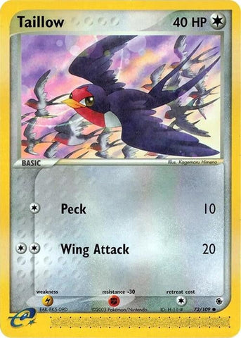 Taillow (72/109) (Ruby and Sapphire) (RS) Pokemon