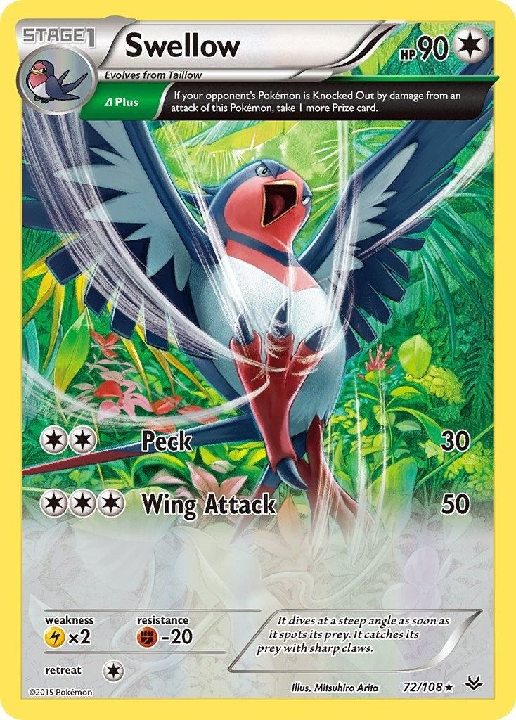 Swellow (72 Delta) (72/108) (XY - Roaring Skies) Pokemon
