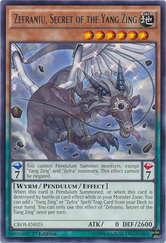 Zefraniu, Secret of the Yang Zing (CROS-EN025) (Crossed Souls) YuGiOh