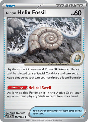 Image for Antique Helix Fossil (153/165) (SV: Scarlet & Violet 151) - Pokemon