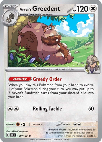 Image for Arven's Greedent (159/182) (SV10: Destined Rivals) - Pokemon