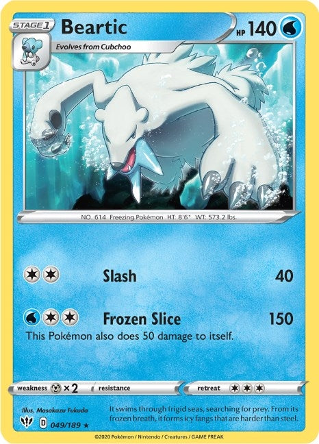 Image for Beartic (049/189) (SWSH03: Darkness Ablaze) - Pokemon