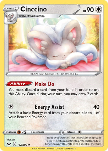 Image for Cinccino (147/202) (SWSH01: Sword & Shield Base Set) - Pokemon
