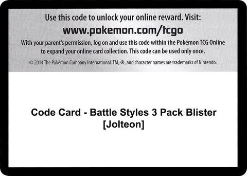 Image for Code Card - Battle Styles 3 Pack Blister [Jolteon] (SWSH05: Battle Styles) - Pokemon