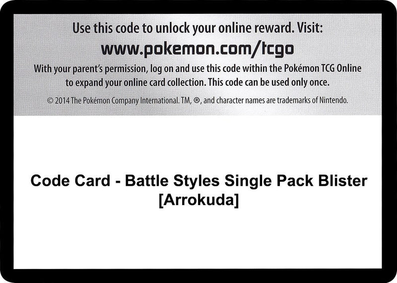 Image for Code Card - Battle Styles Single Pack Blister [Arrokuda] (SWSH05: Battle Styles) - Pokemon