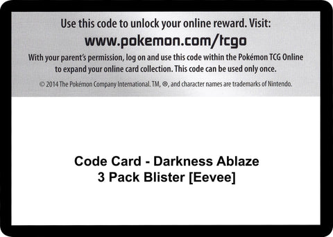 Image for Code Card - Darkness Ablaze 3 Pack Blister [Eevee] (SWSH03: Darkness Ablaze) - Pokemon
